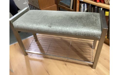 BOUT DE CANAPE Métal gris et suédine grise