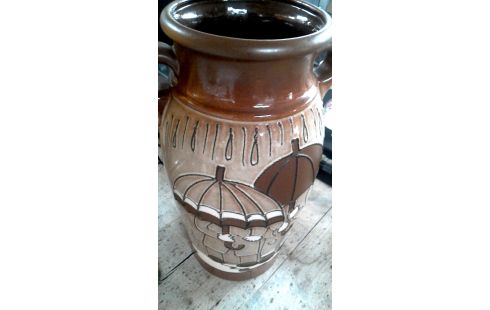 VASE, , PORTE PARAPLUIE BRUN BEIGE VINTAGE