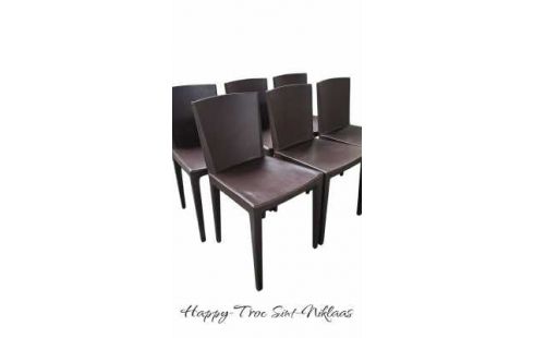 6 SILLAS DISEÑO PARDO CUERO