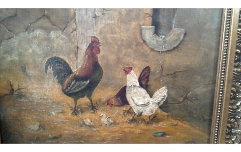 SCHILDERIJ KIPPEN GESIGNEERD JM VAN