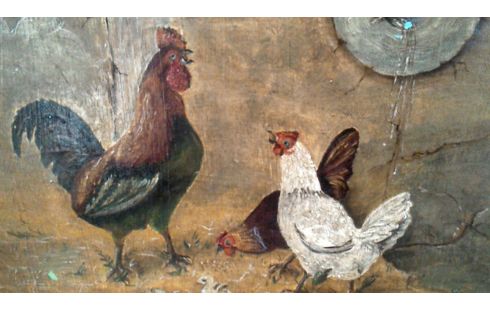 SCHILDERIJ KIPPEN GESIGNEERD JM VAN