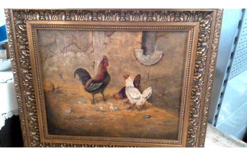 SCHILDERIJ KIPPEN GESIGNEERD JM VAN