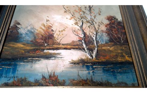 SCHILDERIJ RIVIER BERKEN GESIGNEERD