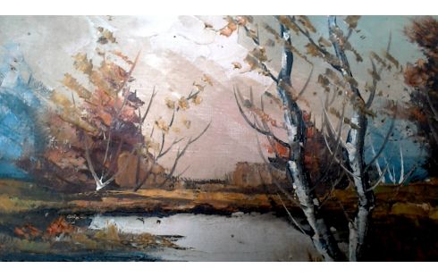 SCHILDERIJ RIVIER BERKEN GESIGNEERD