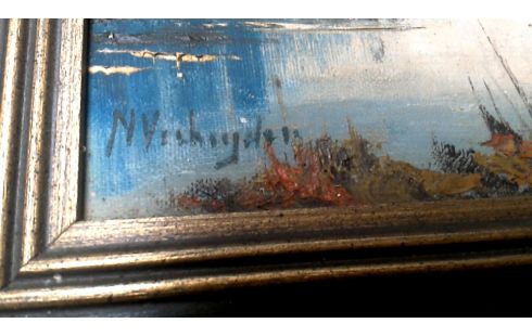 SCHILDERIJ RIVIER BERKEN GESIGNEERD