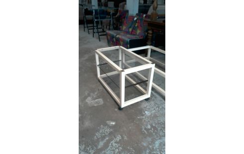 SERVIERTISCH AUF ROLLEN IM VINTAGE-STIL ELFENBEIN