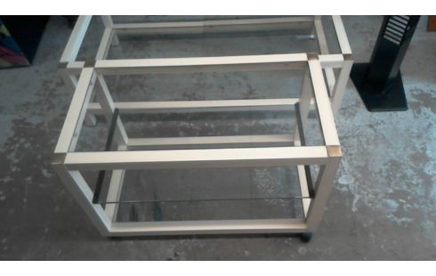 SERVIERTISCH AUF ROLLEN IM VINTAGE-STIL ELFENBEIN