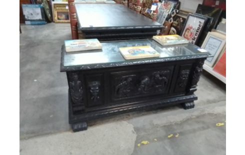 COFFRE NOIR MOTIF BOIS CHENE MASSIF