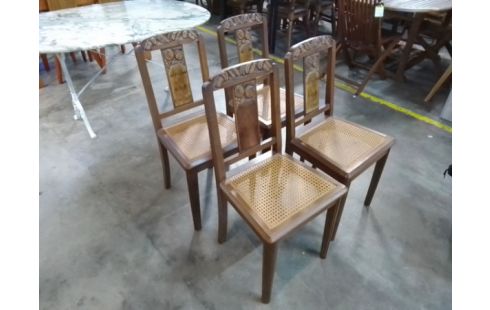 4 CHAISES BOIS CANNE