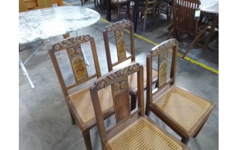 4 CHAISES BOIS CANNE