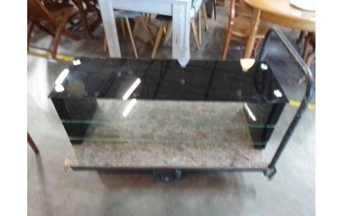 MEUBLE TV VERRE TREMPÉ NOIR