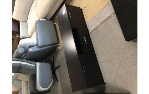 MEUBLE TV NOIR MODERNE 2 PORTES 1 TIROIR