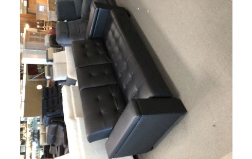 SALON 3 PLACES CONVERTIBLE LIT LOOK NOIR