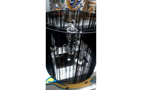 HÄNGELAMPE RUND CHROM SCHWARZ, , STOFF