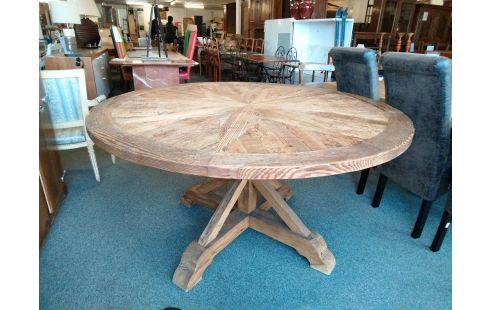 TABLE RONDE SAPIN VIEILLI DIAMETRE 150CM