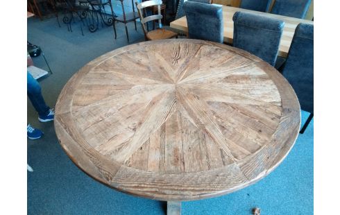 TABLE RONDE SAPIN VIEILLI DIAMETRE 150CM