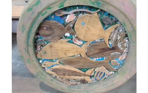 SCULPTURE SUR BOIS POISSON SIGNE