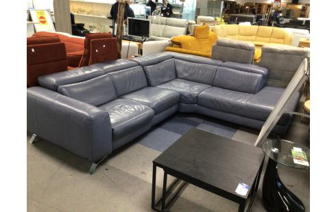 SALON D'ANGLE CUIR BLEU VERMEULEN RELAX ELECTRIQUE