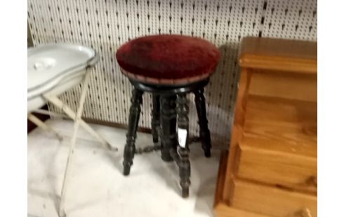 TABOURET de piano velour bordeau