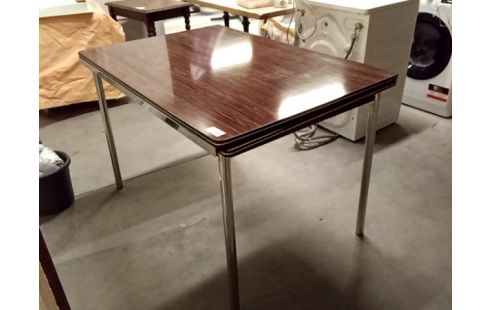 TABLE DE CUISINE 2 allonges formica brun