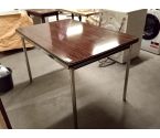 TABLE DE CUISINE 2 allonges formica brun