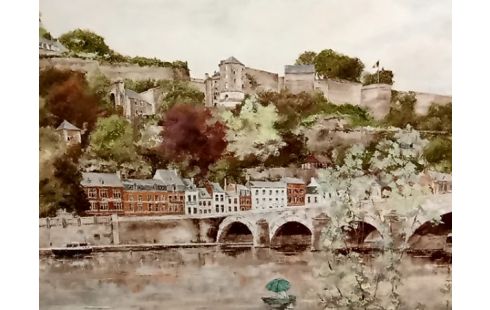 HUILE SUR TOILE a crepin pont de jambes 1994