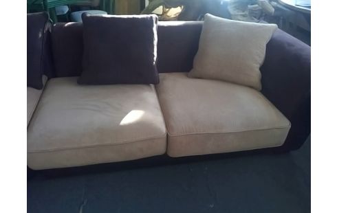 CANAPE D'ANGLE MARRON ET BEIGE