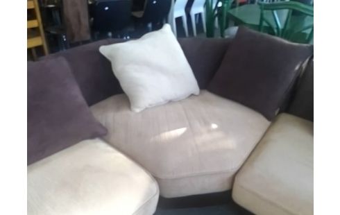 CANAPE D'ANGLE MARRON ET BEIGE