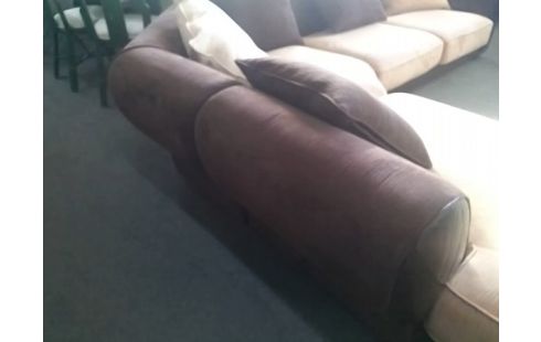 CANAPE D'ANGLE MARRON ET BEIGE