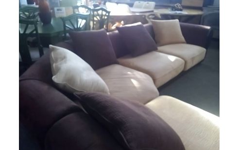 CANAPE D'ANGLE MARRON ET BEIGE