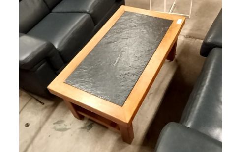 TABLE BASSE chene clair et pierre noire