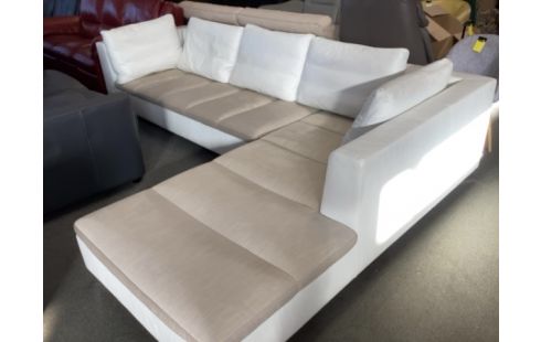 SALON D'ANGLE CUIR ET TISSU