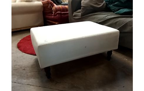 POUF carre tissu blanc