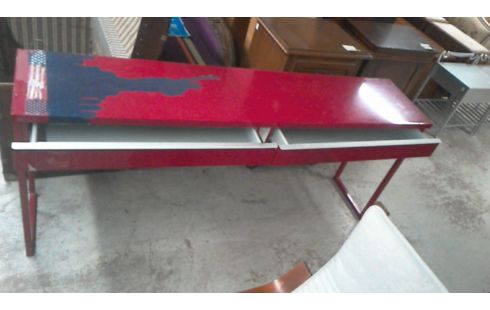 CONSOLE ROUGE 2  TIROIRS EN L'ETAT