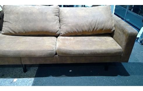 CANAPE 3 PLACES NUBUC + POUF AJUSTABLE (G/D)