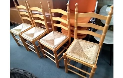 4 CHAISES DE CUISINE PAILLEES