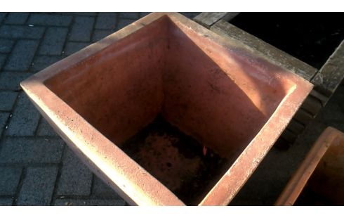 BLOEMBAK VIERKANT TERRA COTTA GROOT