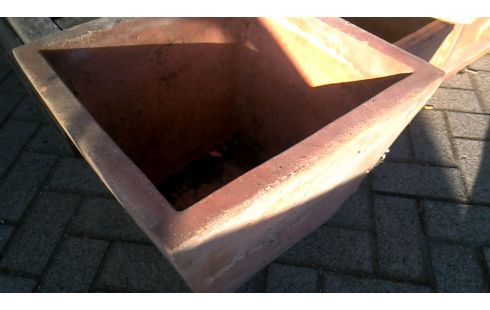 BLOEMBAK VIERKANT TERRA COTTA GROOT