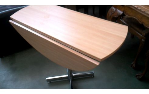 TABLE DE CUISINE ROND PLIANT FRENE LOOK CHROME