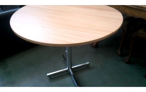 TABLE DE CUISINE ROND PLIANT FRENE LOOK CHROME