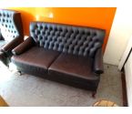 CANAPE CHESTERFIELD CUIR NOIR