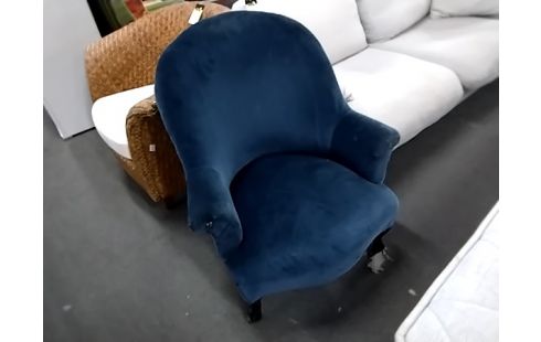FAUTEUIL ANCIEN TISSU BLEU