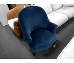 FAUTEUIL ANCIEN TISSU BLEU