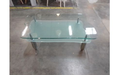 TABLE BASSE PIEDS CHROME+ PLATEAU VERRE