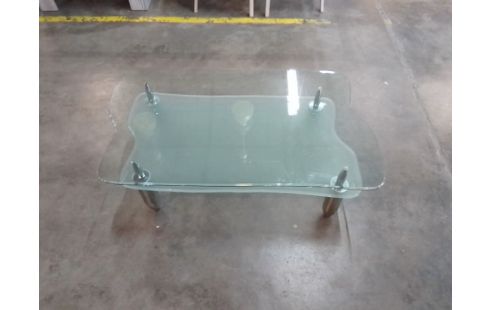 TABLE BASSE PIEDS CHROME+ PLATEAU VERRE