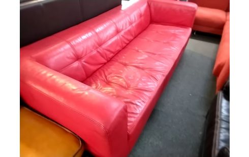 CANAPE 3  PLACES CUIR ROUGE