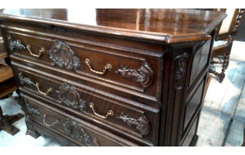 CHIFONIER NOGAL 3 CAJONES ANTIGUO ESTILO LUIS XV