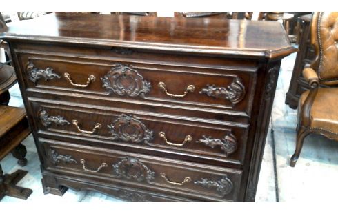 CHIFONIER NOGAL 3 CAJONES ANTIGUO ESTILO LUIS XV