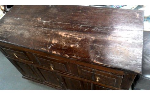 COMMODE ANTIQUE 3 TIROIRS 2 PORTES MASSIF CHENE