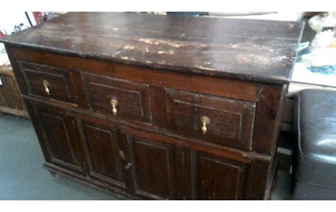 COMMODE ANTIQUE 3 TIROIRS 2 PORTES MASSIF CHENE